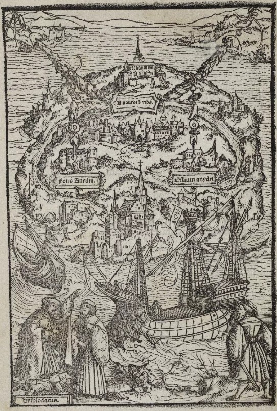 А. Гольбейн. План острова Утопия. Гравюра. 1518 г.
