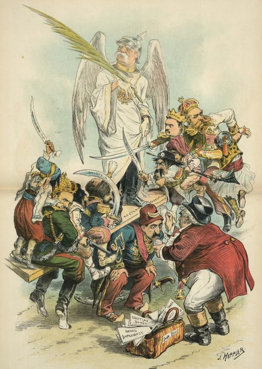 Ж. Ф. Кеплер. Ангел мира. Карикатура на О. фон Бисмарка. 1886 г.