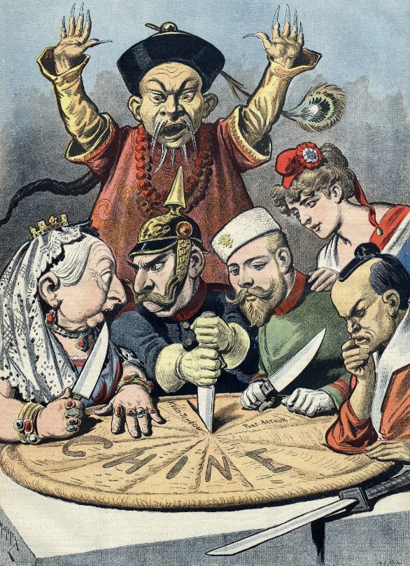 Королева Виктория, Вильгельм II, Николай II и Франция делят между собой Китай. Карикатура. Конец. 1890-х гг.