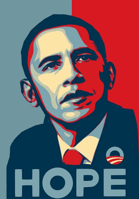 Ш. Фэри. Надежда. 2008 г. Предвыборный плакат будущего 44-го президента США Барака Обамы