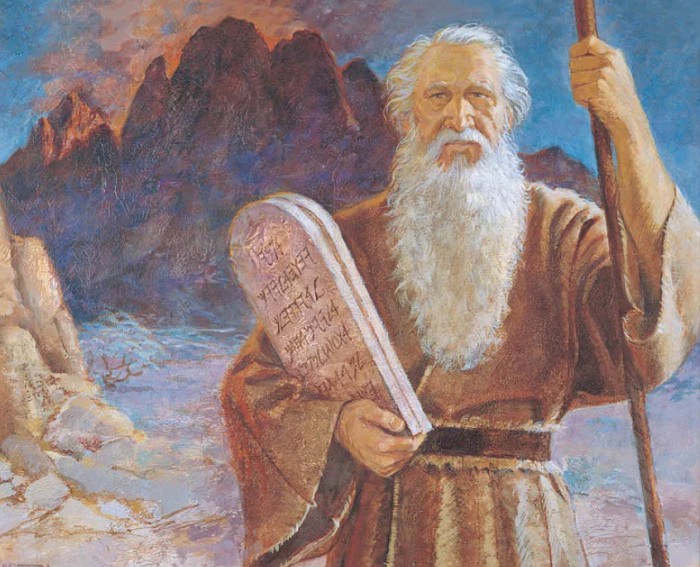 Дж. Харстон, Моисей со скрижалями, на которых написаны Десять заповедей.