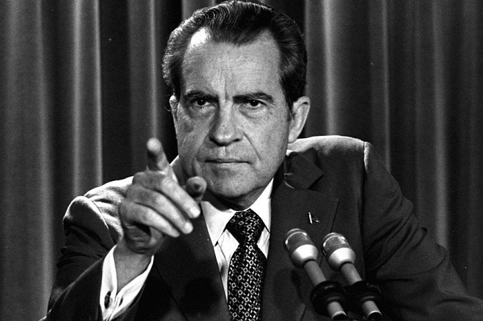 Президент Никсон даёт пояснения по поводу Уотергейтского скандала на пресс-конференции в Белом доме 15 марта 1973 г.