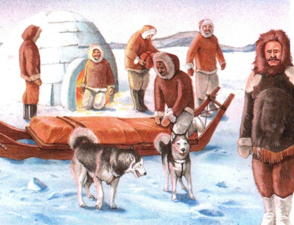 Хенсон и четыре эскимоса