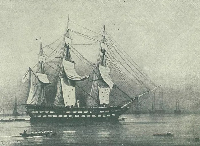 Четырехпушечный корабль «Императрица Мария» под флагом П. С. Нахимова после победы в Синопском сражении