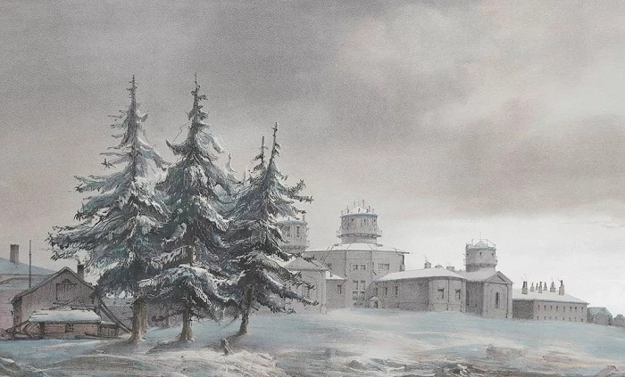 Пулковская обсерватория в декабре 1839 г. Иллюстрация из французского издания