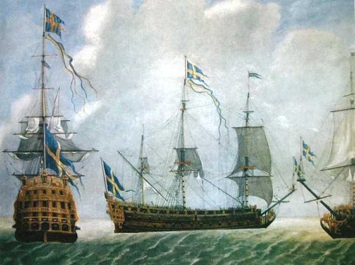 Флагман шведского военно-морского флота периода Северной войны — 110-пушечный линейный корабль «Король Карл». Неизвестный художник. Конец XVII — начало XVIII в.