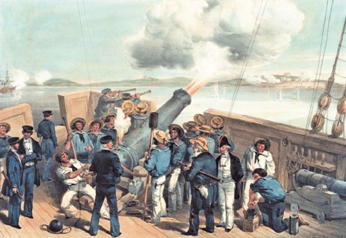 Обстрел крепости Бомарсунд с палубы английского вооруженного парохода «Бульдог» 15 августа 1854 г.