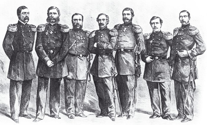 Командиры кораблей Атлантической (Балтийской) крейсерской эскадры, направленной на помощь Североамериканским Соединённым Штатам в 1863 г.