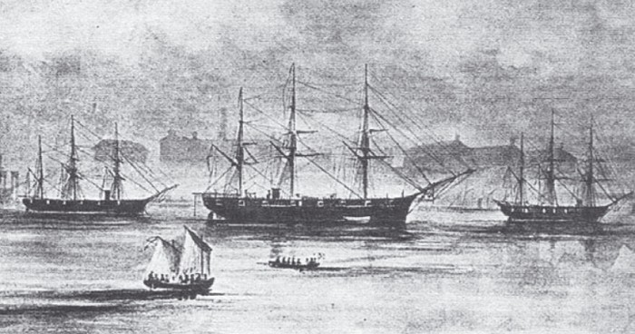 Русская эскадра на рейде Сан-Франциско. Неизвестный художник. 1860-е