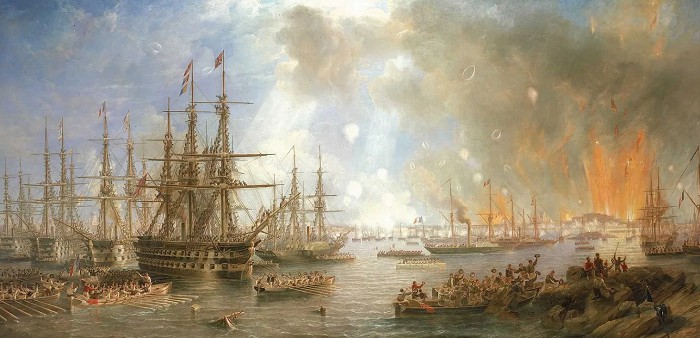 Бомбардировка Свеаборга 9 августа 1855 г. Дж. У. Кармайкл. Национальный морской музей, Лондон