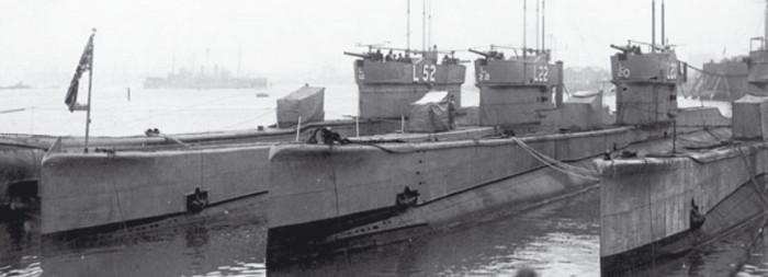 Подводные лодки L52, L22, L20 и L6 в Госпорте (графство Гэмпшир, Великобритания). 1933