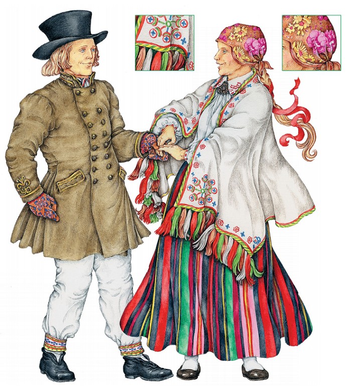 Латыш в сюртуке и ливонская женщина в праздничном виллайне