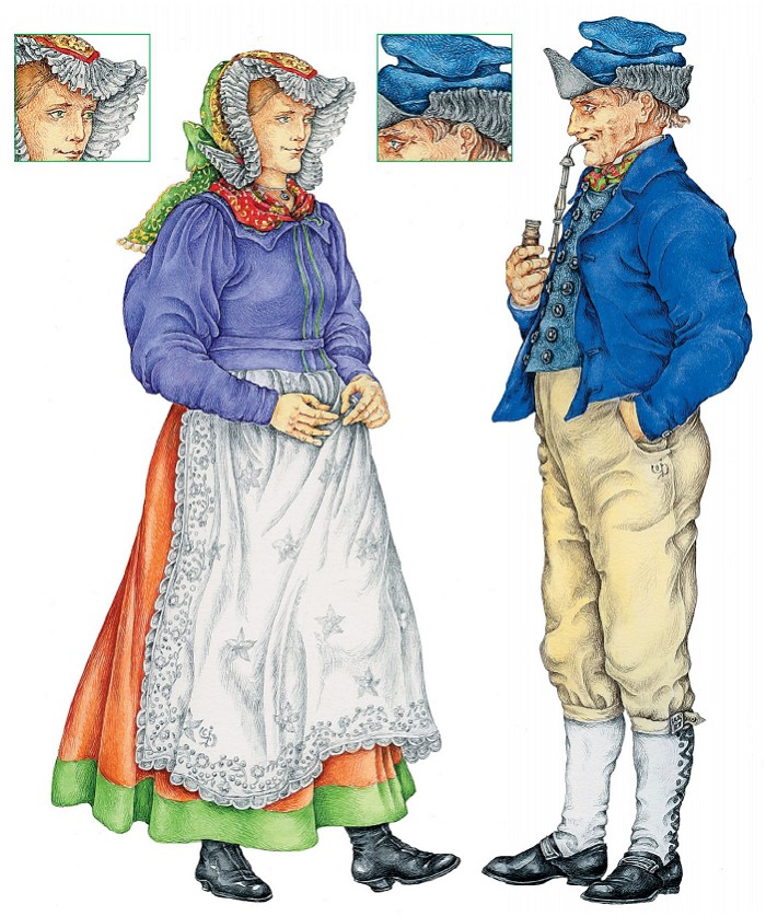 Женщина в катане и мужчина в нижнесилезской конфедератке — рогатывке