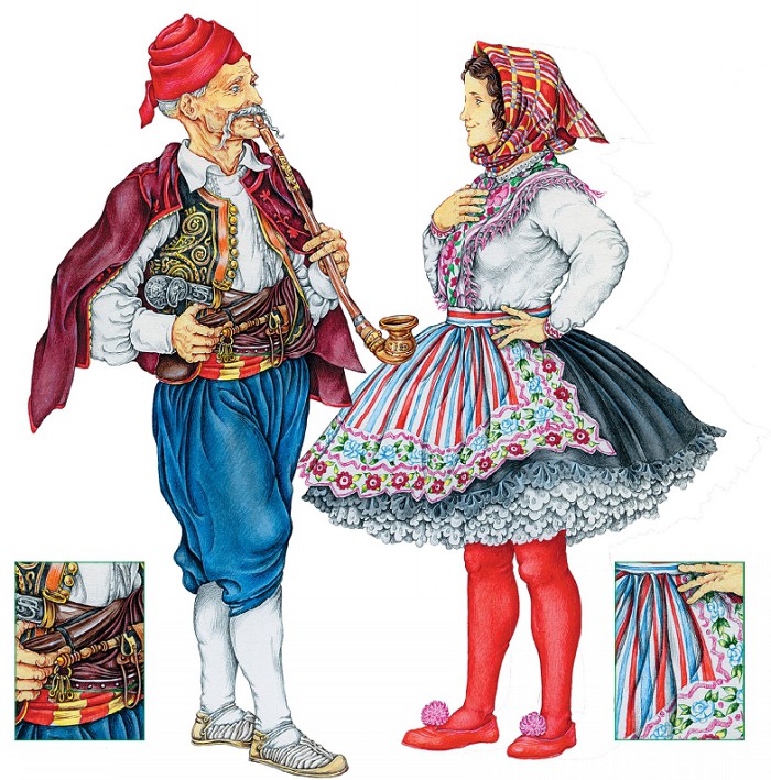 Старик из местности Имотское (на границе с Боснией и Герцеговиной); девушка в юбке-пачке