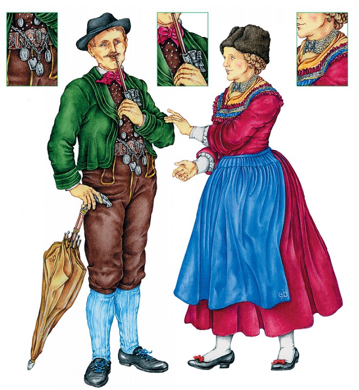 Мужчина с трубкой, изготовленной в Штирии, и женщина в жакете