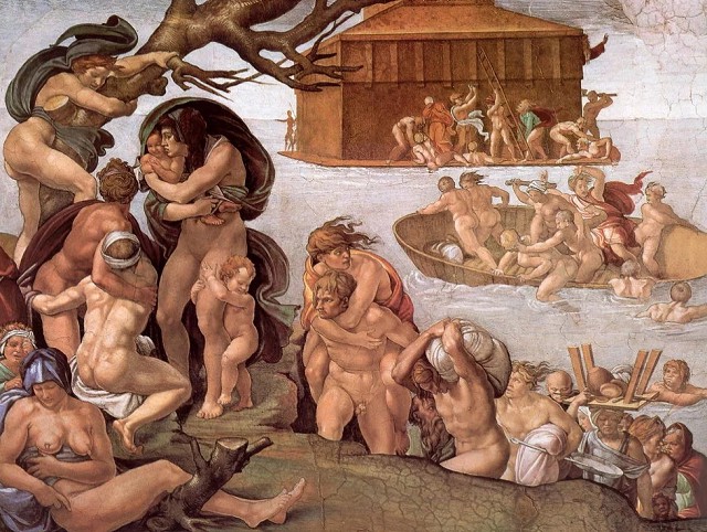 Всемирный потоп. Фреска в Сикстинской капелле работы Микеланджело Буонаротти