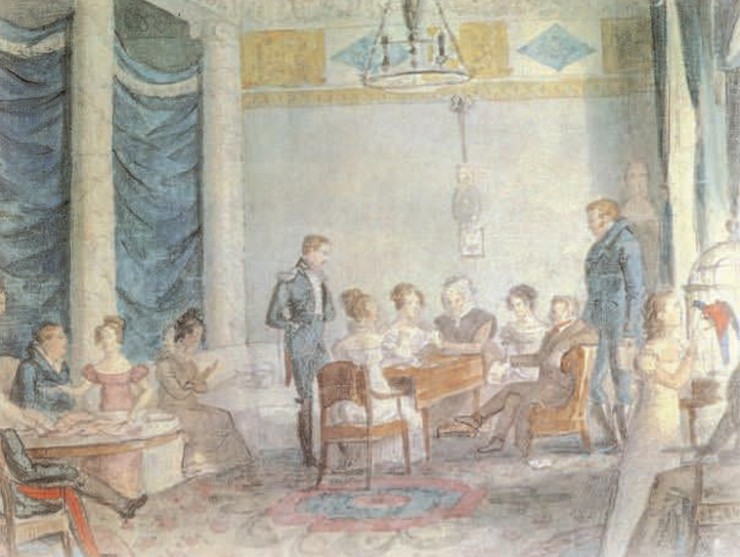 Гостиная Олениных. Неизвестный художник. 1820-е.