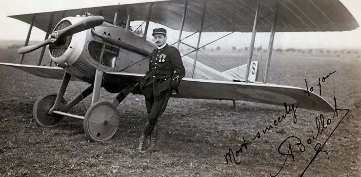 Фотография с автографом французского пилота Жоржа Бойо у самолета «Ньюпор Бебе»
