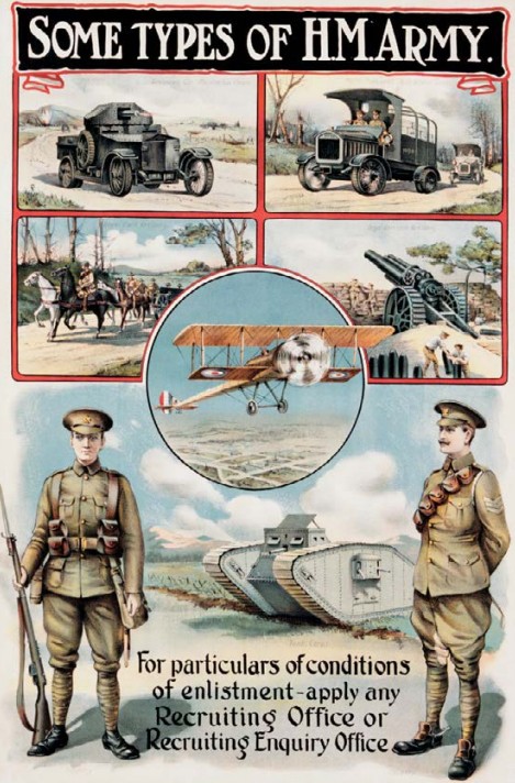 Британский плакат приглашает новобранцев в армию, привлекая их новыми технологиями