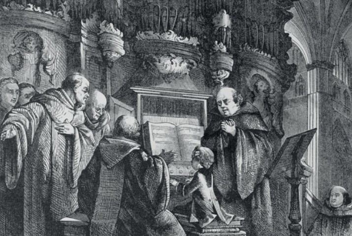 Шестилетний Моцарт играет на органе в венской францисканской церкви