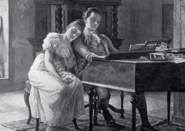 Мендельсон и его сестра Фанни за роялем