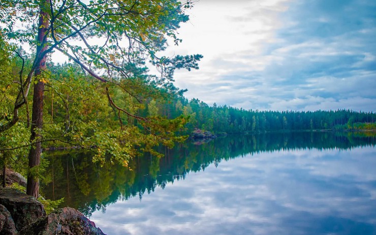 Панорама озера, одного из национальных парков Финляндии