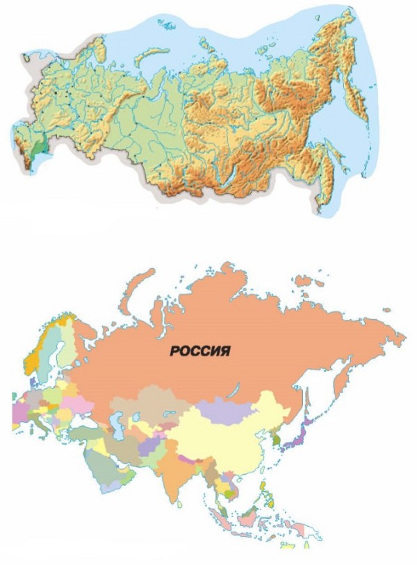 Физическая и политическая карта России