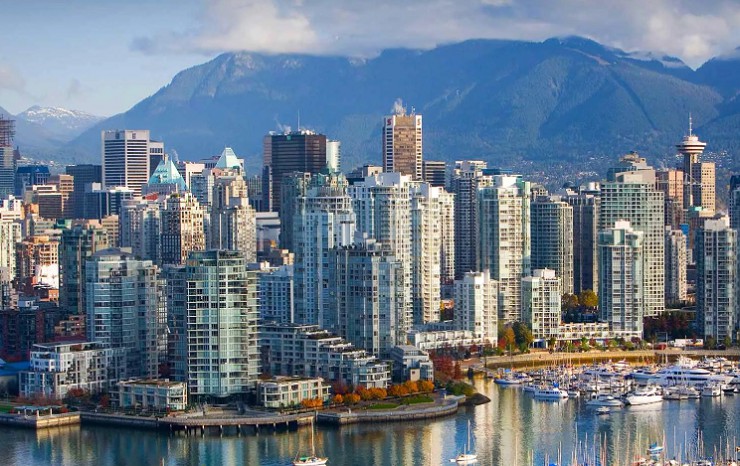 Панорама города Ванкувер в провинции Британская Колумбия