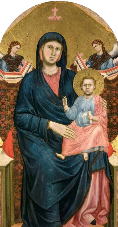 Мадонна с младенцем и двумя ангелами. С картины Джотто. 1295—1300 гг.