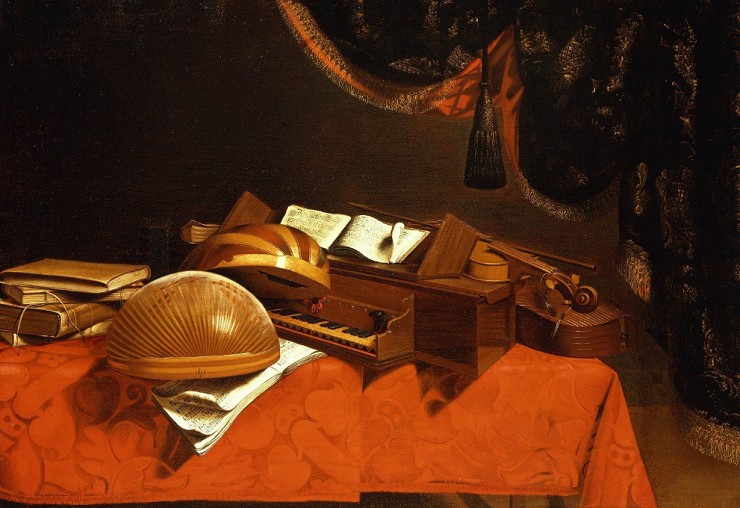 Эваристо Баскенис. Натюрморт с музыкальными инструментами 1660