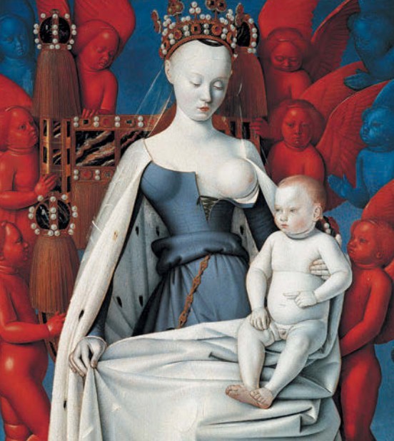 Жан Фуке. Меленский диптих. 1450 Правая створка с изображением Богоматери с младенцем 