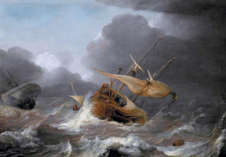 Ян Порселлис Голландские корабли во время шторма Ок. 1620
