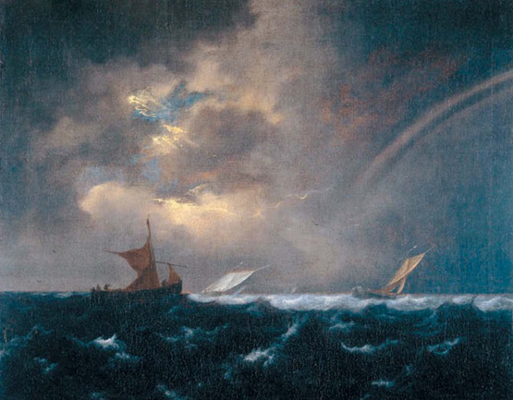 Якоб ван Рейсдал Радуга в штормовом море. 1655
