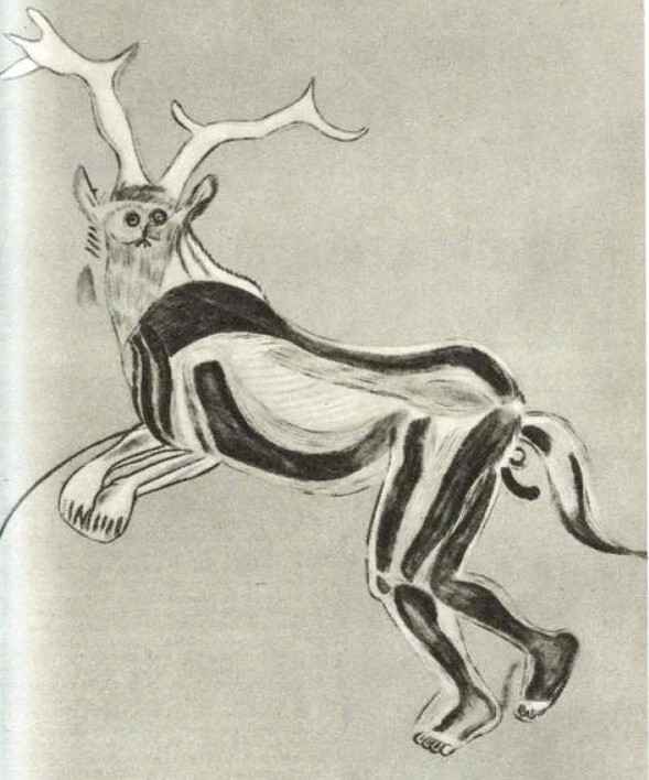 Древний шаман в ритуальном костюме из пещеры Труа-Фрер (рисунок А. Брейля)