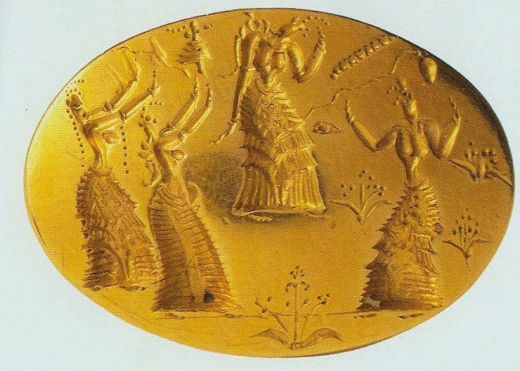 Перстень-печать с изображением танцующих ритуальный танец женщин