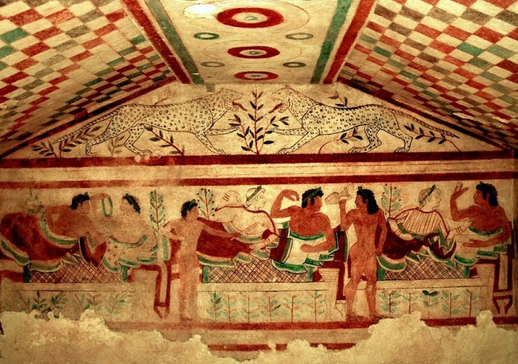 Сцена пира. Гробница Леопардов, V в. до н. э.