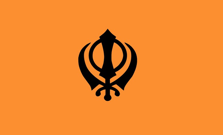 Черный символ, именуемый «кханда» на желтом флаге