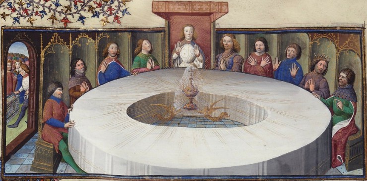 Явление Святого Грааля рыцарям Круглого стола. Миниатюра французской рукописи. XV в.