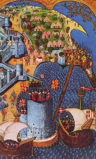 Осада Родоса турками в 1480 г. Миниатюра XV в.