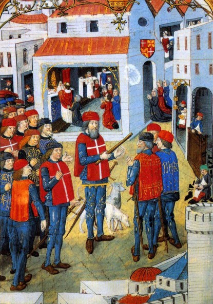 Пьер д'Обюссон руководит обороной Родоса в 1480 г. Миниатюра XV в.