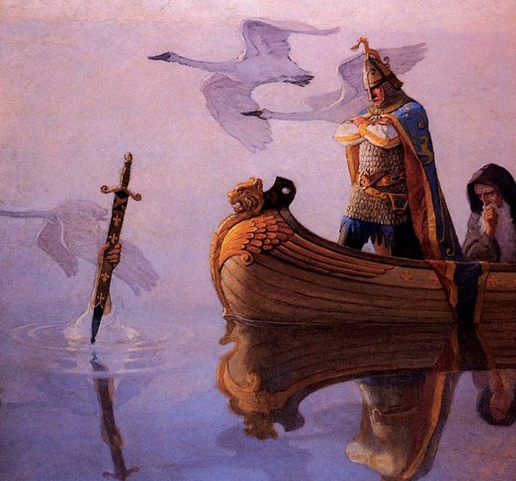 Король Артур получает меч Экскалибур от Леди Озера