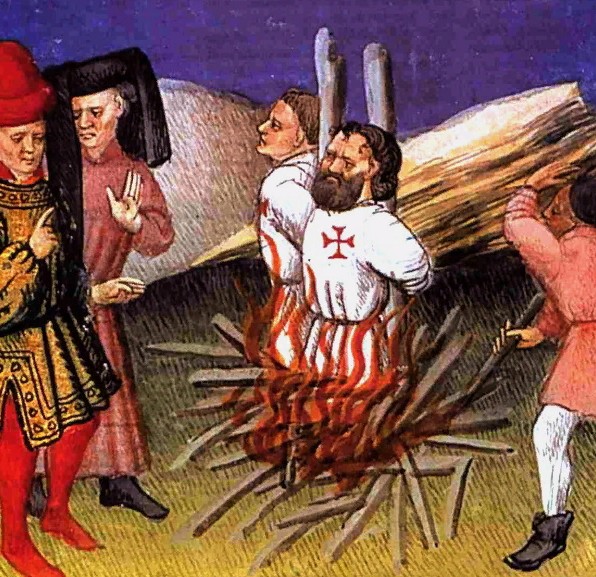 Сожжение тамплиеров. Миниатюра XIV в.