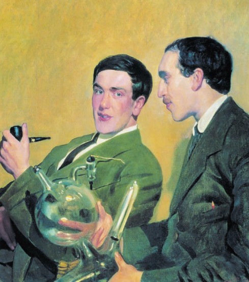 П. Л. Капица и Н. Н. Семенов, портрет работы Б. М. Кустодиева, 1921 год