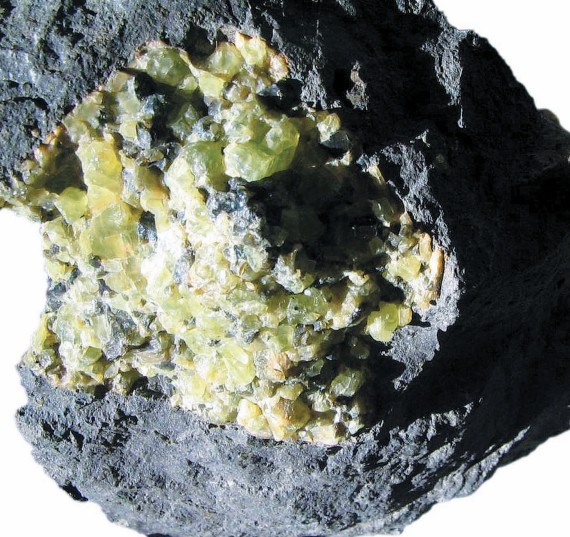 Минерал форстерит — один из образцов огромной минералогической коллекции В. И. Вернадского