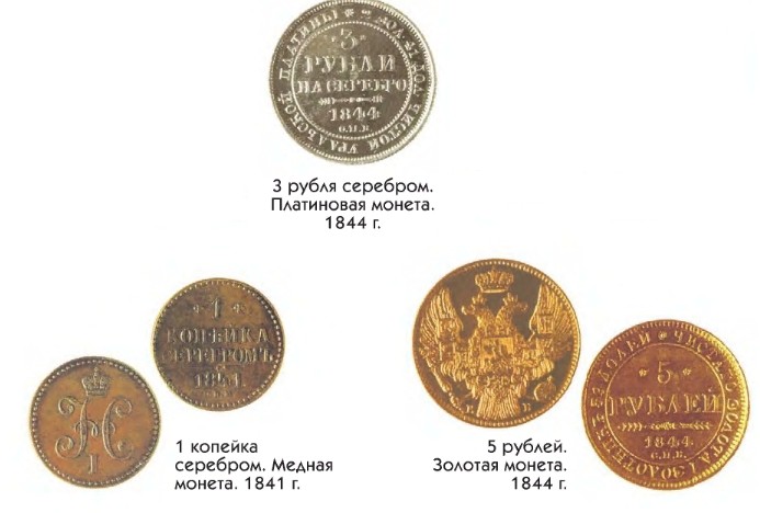 3 рубля серебром. 1 копейка серебром. 5 рублей
