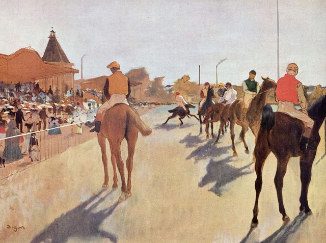 Эдгар Дега «Скаковые лошади перед трибунами»