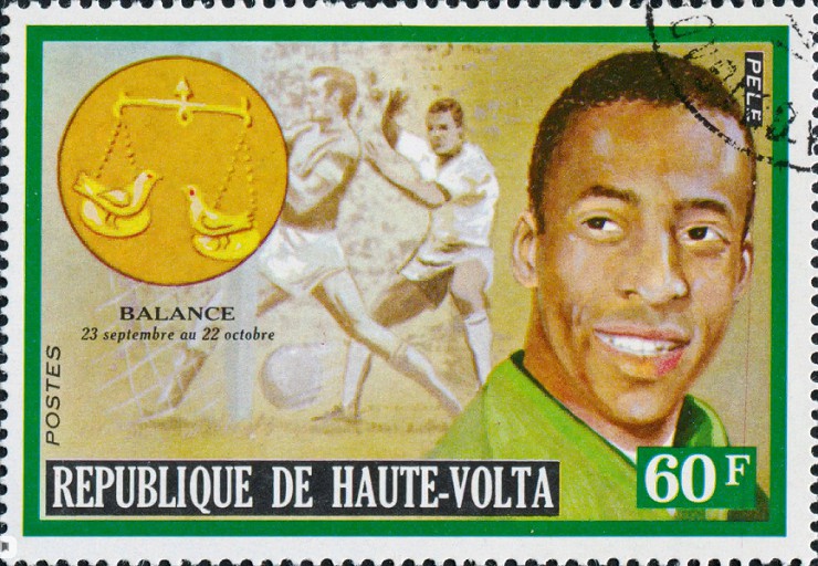Почтовая марка с изображением легендарного футболиста Пеле