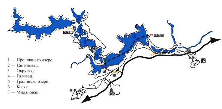 Плитвицкие озера на карте Хорватии