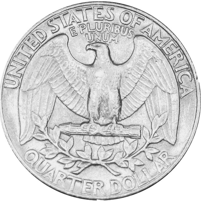 Изображение орлана на обратной стороне 25 центовой монеты