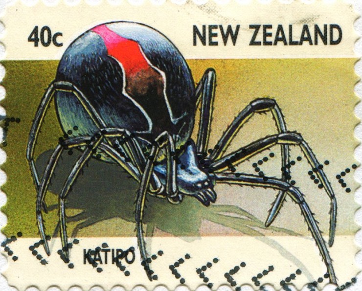 Паук катипо на новозеландской почтовой марке